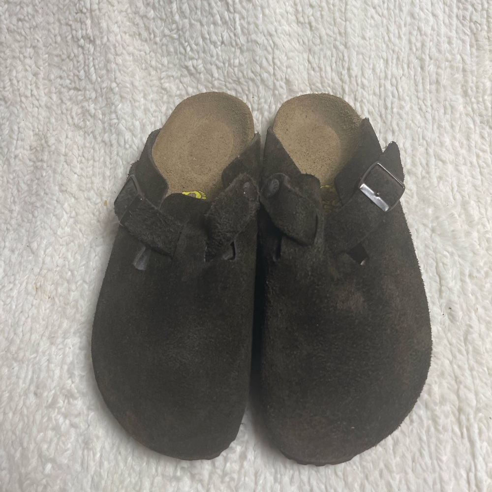 Birkenstock Dark Brown Suede Mules